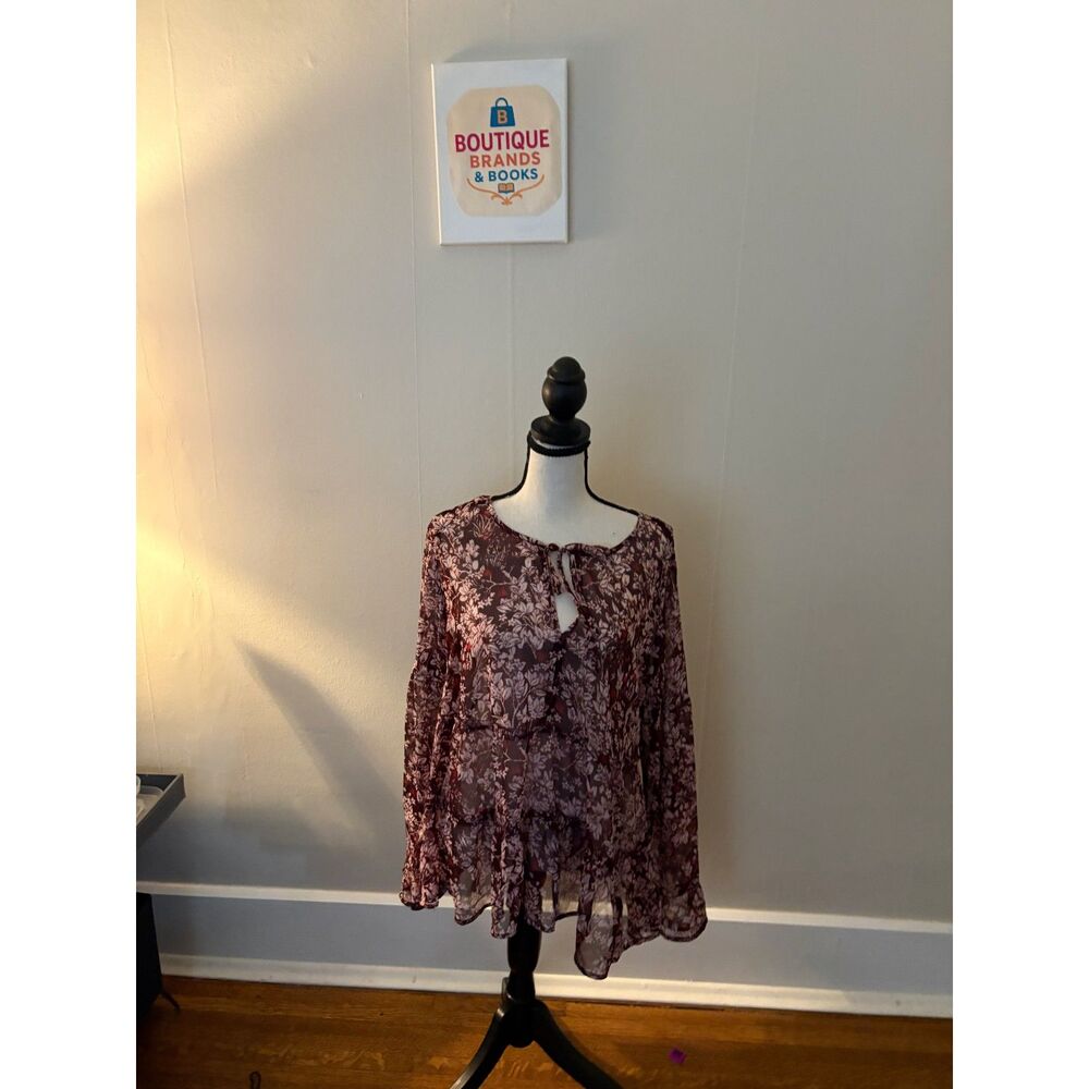 Lucky Brand Women’s Boho Floral Peasant Blouse – Size Large